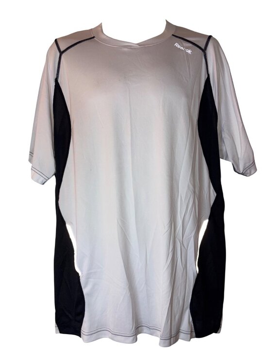 Reebok Other - Reebok Mens White & Black Mesh Panel Athletic Shirt Short Sleeve Lightweight Bre